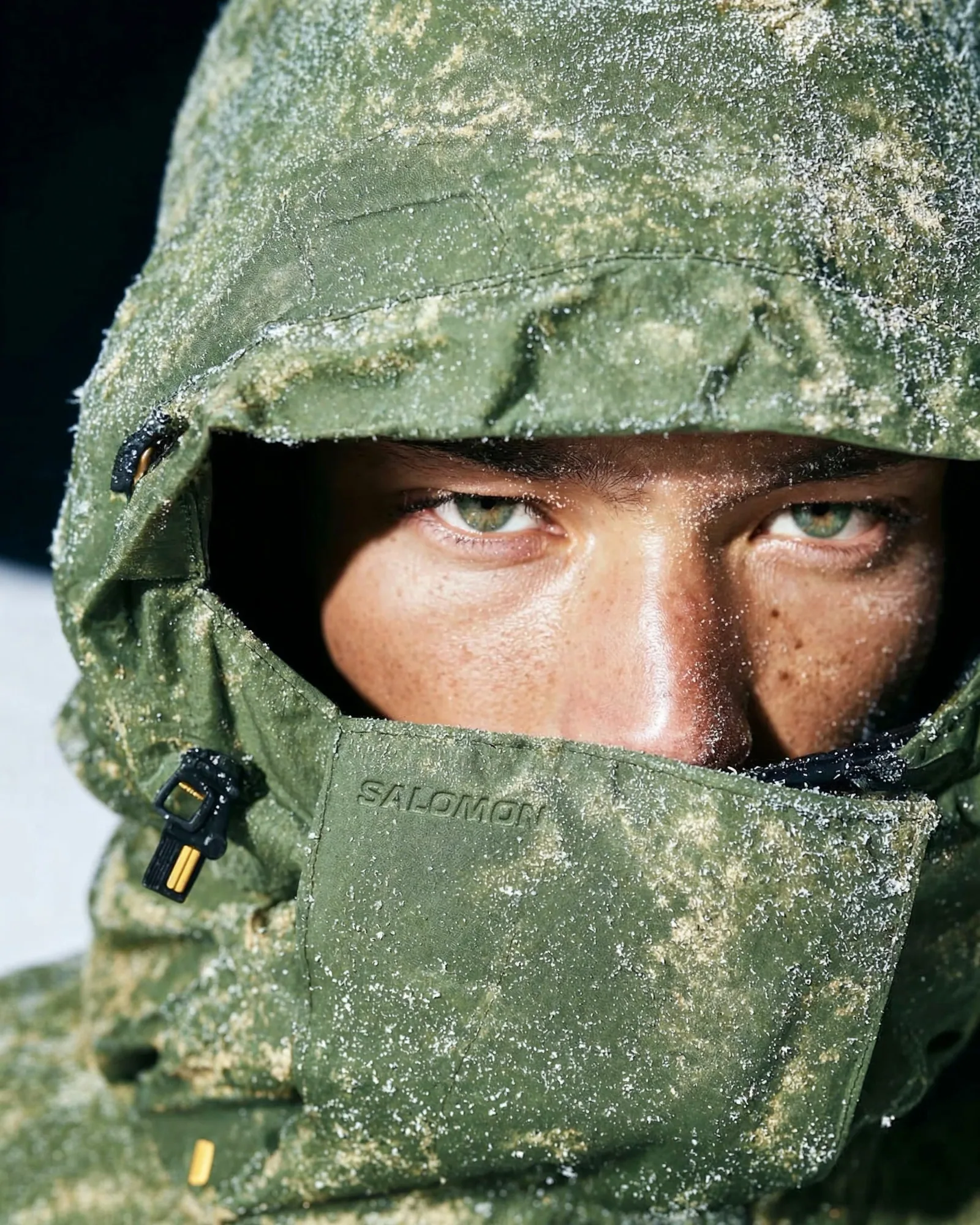 Green Salomon jacket synthetic campaign visual