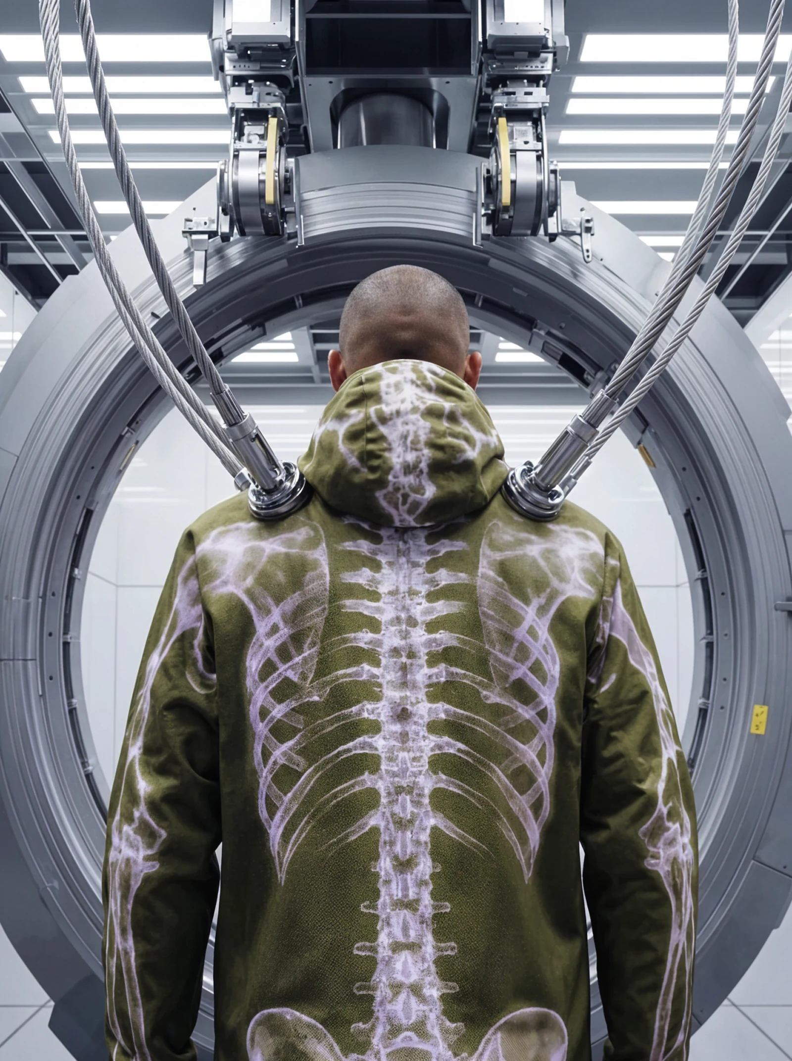 X-ray jacket visual in a futuristic scanning environment