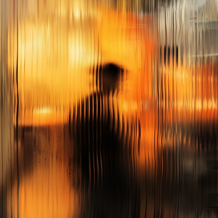 AMPC brand imagery showing a dark silhouette behind vertically blurred amber light