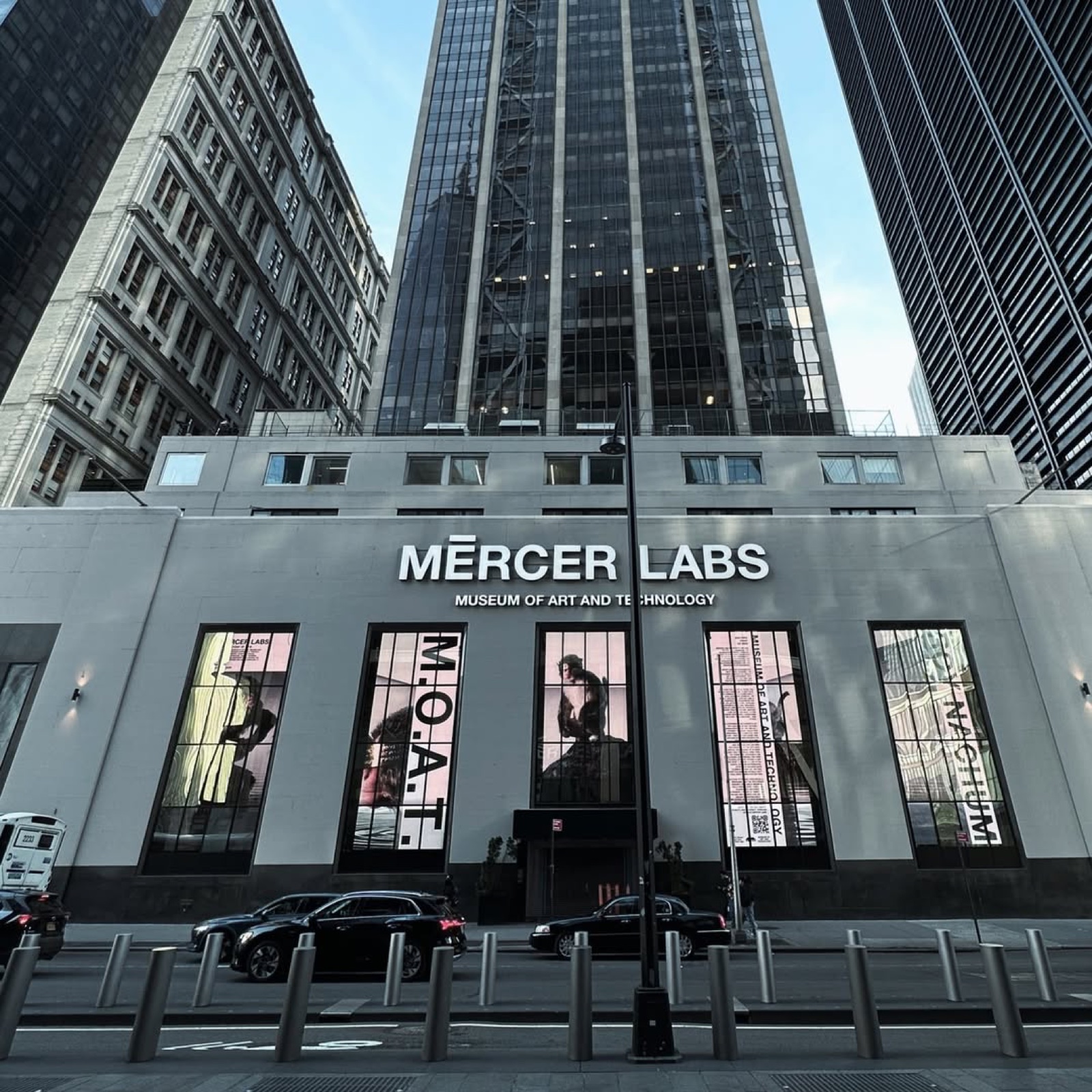 Mercer Labs Museum of Art and Technology exterior in New York with large facade graphics